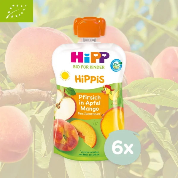 HiPP Peach in Apple & Mango Organic Fruit Pouches