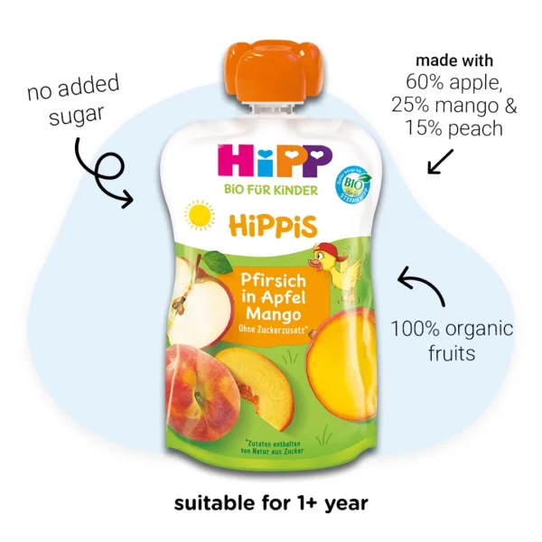 HiPP Peach in Apple Mango Toddler Pouches