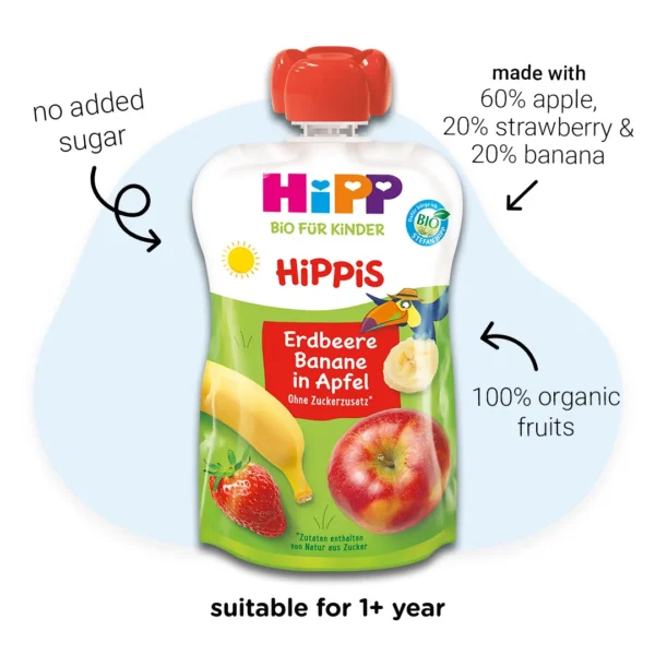 HiPP Strawberry Banana in Apple Toddler Pouches