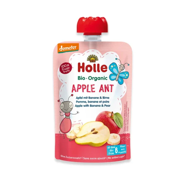 Holle Apple Ant Organic Fruit Pouches White Background Front